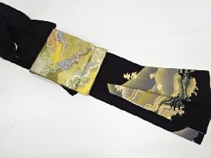 リサイクル　遠山に樹木模様刺繍留袖(比翼付き)・袋帯セット